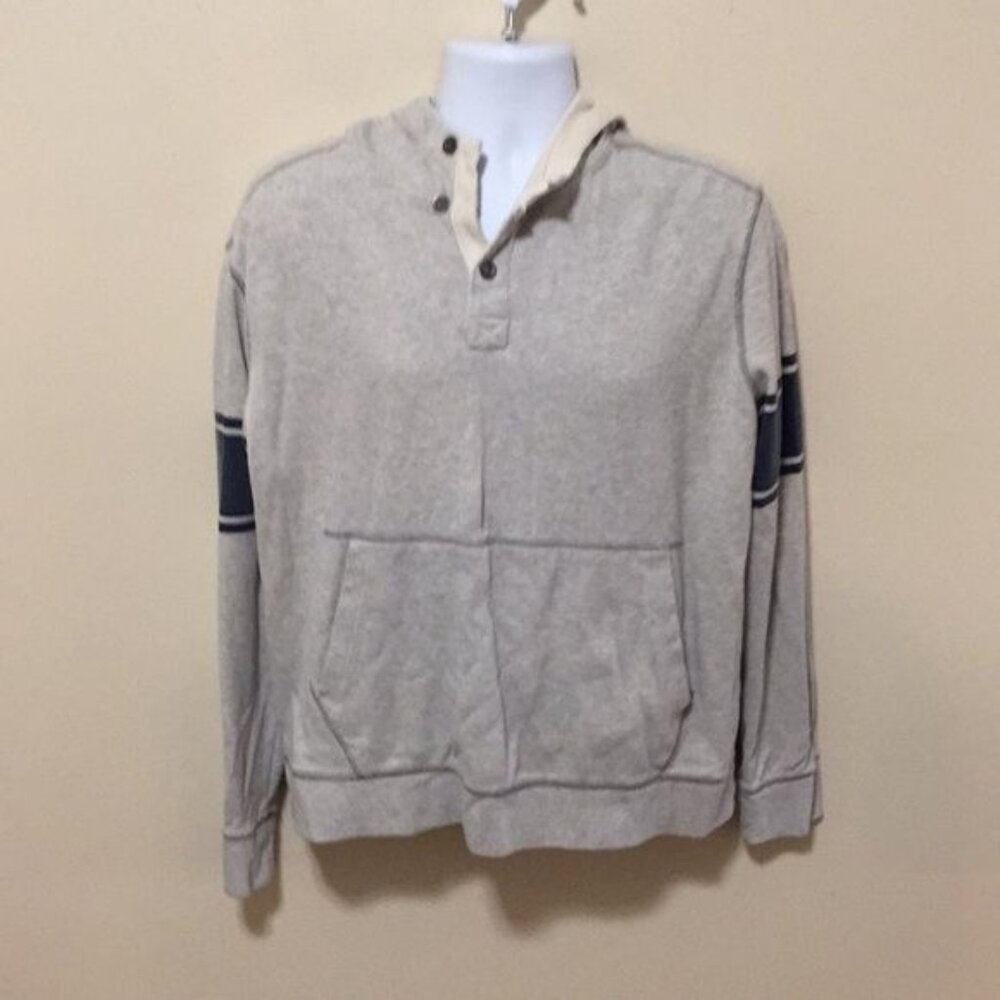 Banana Republic Light Gray Blue Stripe Men's Hoodie Sz XL